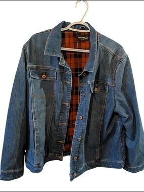 Parasuco Women’s Blue Denim Oversize Jacket with Plaid Lining